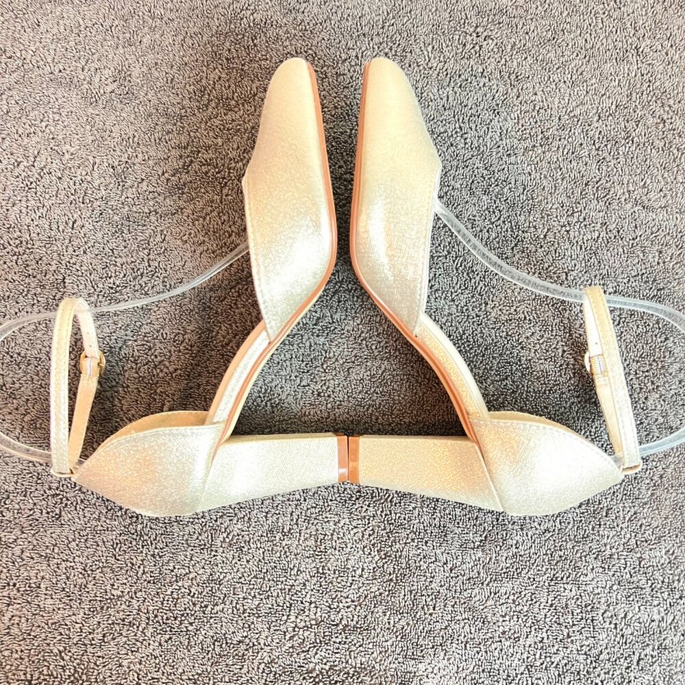 Touch Ups Womens 8M Amanda Champagne Gold Closed Toe Block Heels Pumps Shoes - Picture 7 of 13